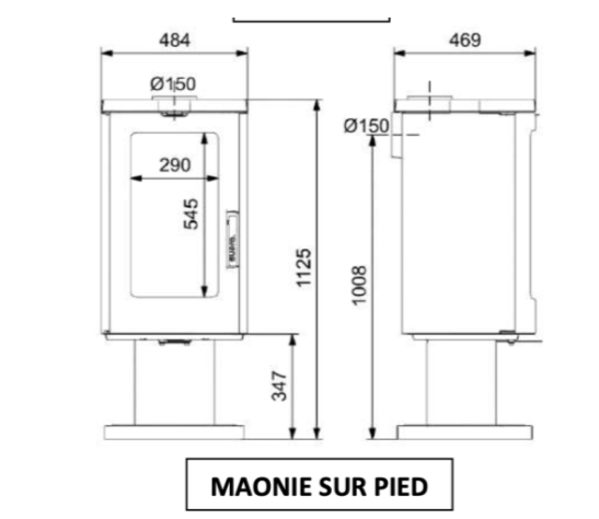 Дровяная печь Maonie Sur Pied на ніжці з чавуну від SUPRA FR9016190B фото