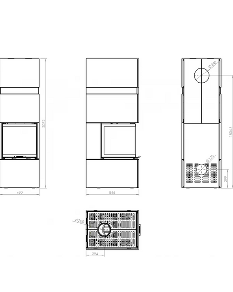 Камінна топка Hitze TRINITY TRI54X54X53 TRI BOX TRI54X54X53.G - Q model tri box фото