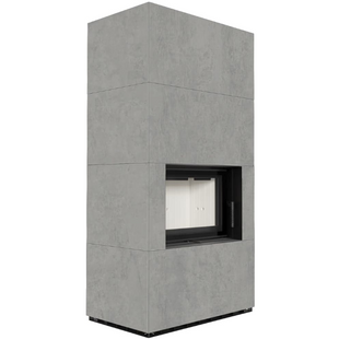 Камін Kratki FLOKI BOX 8 kW Ø 160 в обудові з керамограніту CEMENTO GRIGIO BOCCIARDATA FLOKI/S/PF/Q/C/G/B фото