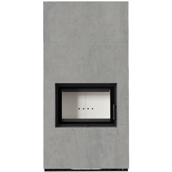 Камин Kratki FLOKI BOX 8 kW Ø 160 в корпусе с керамогранита CEMENTO GRIGIO BOCCIARDATA FLOKI/S/PF/Q/C/G/B фото