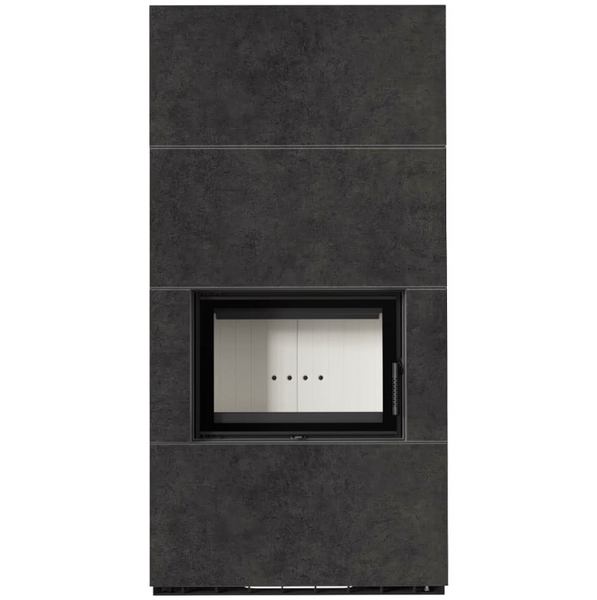 Камін Kratki FLOKI BOX 8 kW Ø 160 в обудові з керамограніту FOKOS GRAFITE FLOKI/S/PF/Q/F/G фото