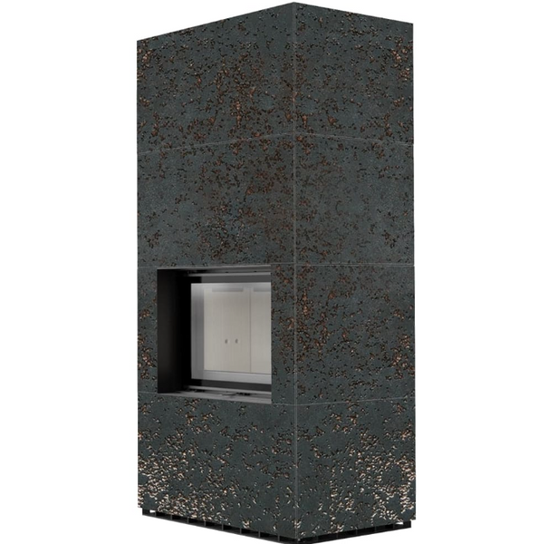 Камін Kratki FLOKI BOX 8 kW &Oslash; 160 в обудові з керамограніту OXIDE NERO FLOKI/S/PF/Q/O/N фото