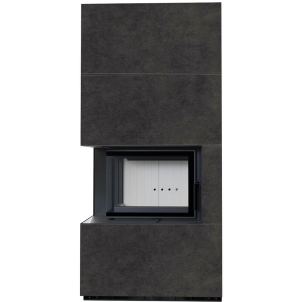 Камін Kratki FLOKI BOX лівий 8 kW &Oslash; 160 в обудові з керамограніту FOKOS GRAFITE FLOKI/S/L/Q/F/G фото