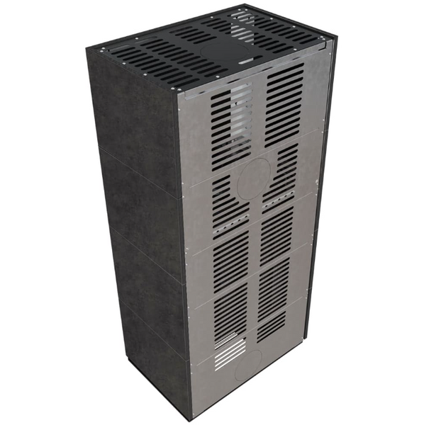 Камін Kratki FLOKI BOX лівий 8 kW &Oslash; 160 в обудові з керамограніту FOKOS GRAFITE FLOKI/S/L/Q/F/G фото